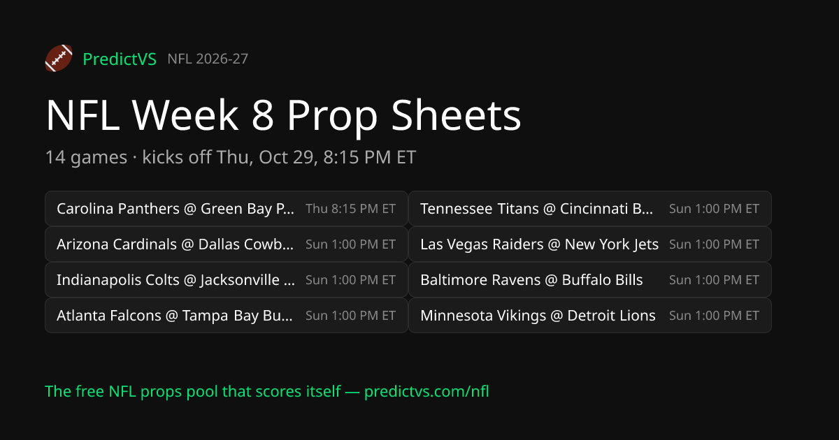 Predict VS - NFL Prop Sheets & Weekly Picks
